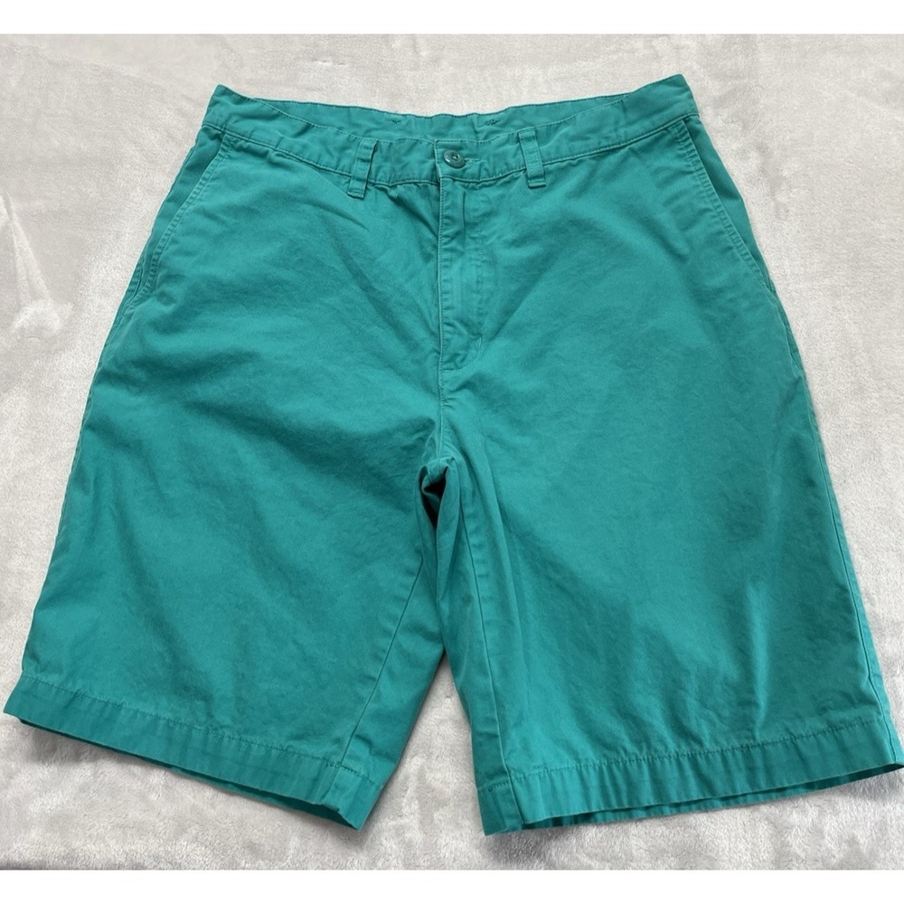 Patagonia All Wear Short Men 32 Green Flat Front Chino Organic Cotton 9'' Inseam